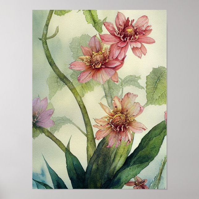 Affiche Fleur Aquarelle Fleurs de ressort (Devant)