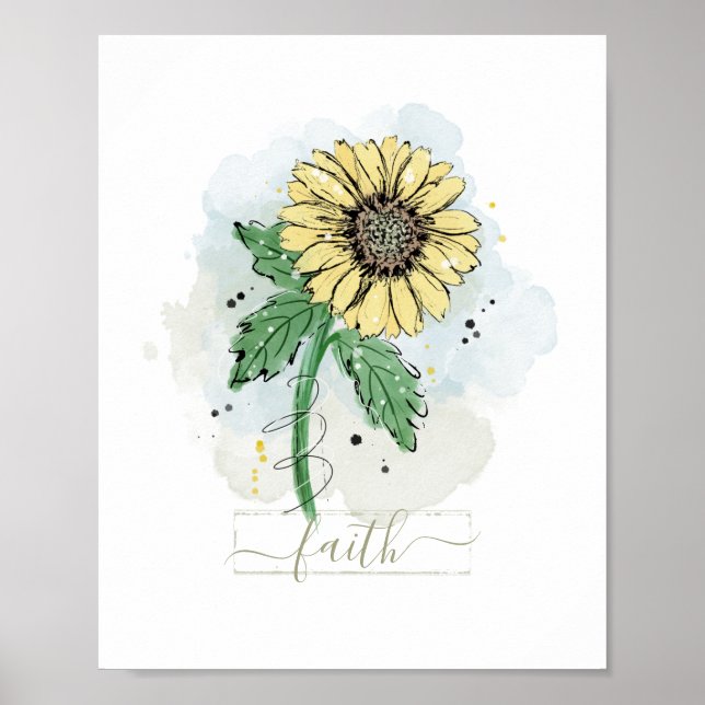 Affiche Fleur Aquarelle Jaune Foi (Devant)