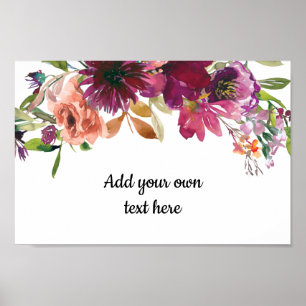 Affiche Fleur aquarelle pêche Bourgogne Votre propre texte