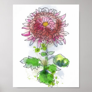 Affiche Fleur aquarelle, peinture moderne