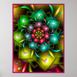 Affiche Fleur arc-en-ciel colorée