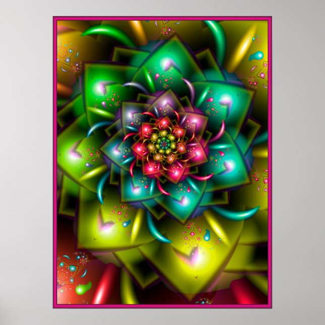 Affiche Fleur arc-en-ciel colorée (Devant)