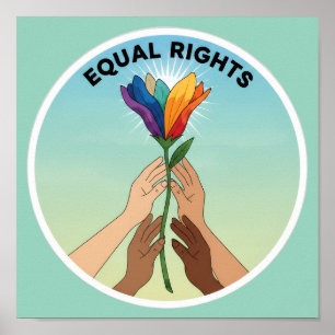 Affiche Fleur arc-en-ciel de l'égalité des droits – Divers