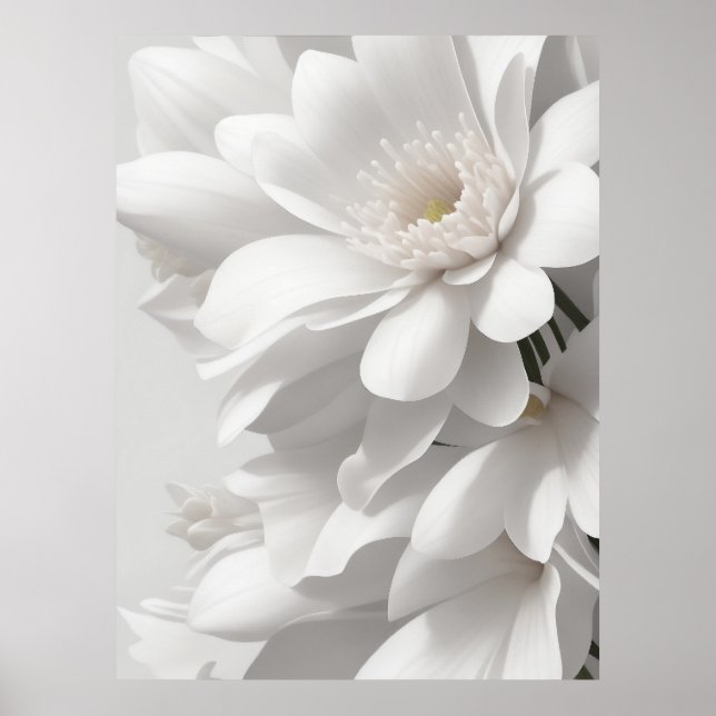 Affiche Fleur Art Blanc Fleur Art Fleur de Vie Art Des (Devant)