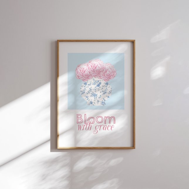 Affiche Fleur avec Grace rose Floral Vase Christian (Créateur téléchargé)