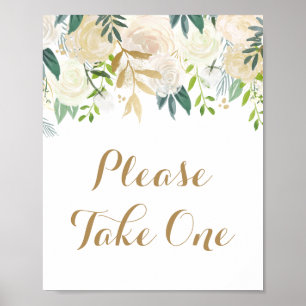 Affiche Fleur Blanc Or S'Il Vous Plaît Prendre Un Signet P