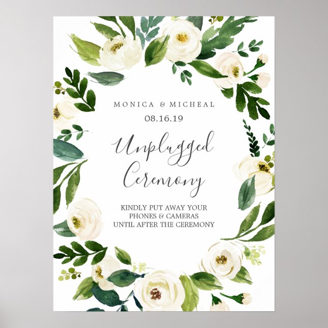 Affiche Fleur blanche | Signe de cérémonie Mariage débranc (Devant)