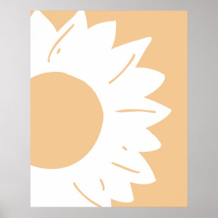 Affiche Fleur blanche sur papier peint abstrait orange cla