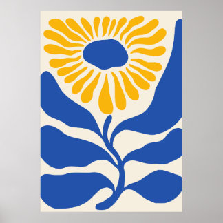 Affiche Fleur bleue Abstraite