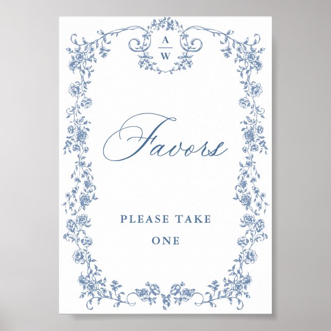 Affiche Fleur Bleue Ornate Victorian Grace Favore Mariage (Devant)