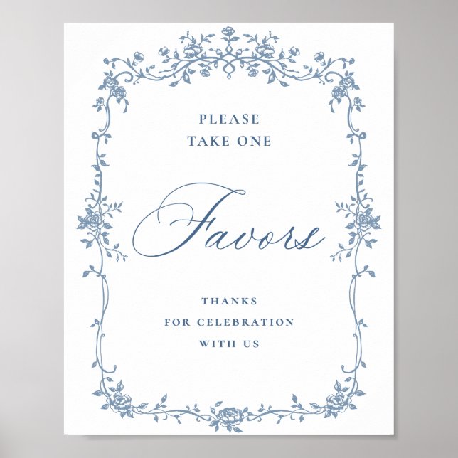 Affiche Fleur Bleue Ornate Victorian Grace Favore Mariage (Devant)