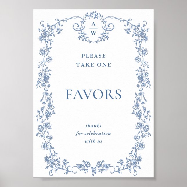 Affiche Fleur Bleue Ornate Victorian Grace Favore Mariage (Devant)