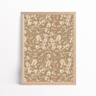 Affiche Fleur botanique de fleur de cerisier marron chamoi