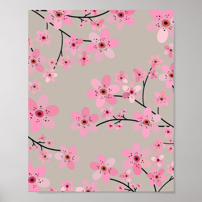 Affiche Fleur cerise 08 Beige neutre (Devant)
