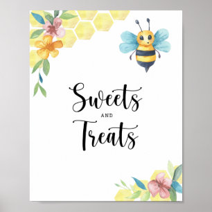 Affiche Fleur d'abeille - bonbons et gâteries baby shower