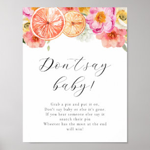 Affiche Fleur d'agrumes rose Ne pas dire Jeu de bébé Signé