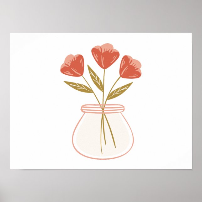 Affiche Fleur dans un vase pour la pleine conscience (Devant)