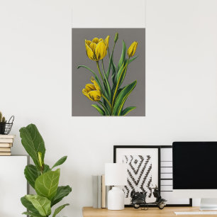 Affiche Fleur d'aquarelle de Tulipe jaune