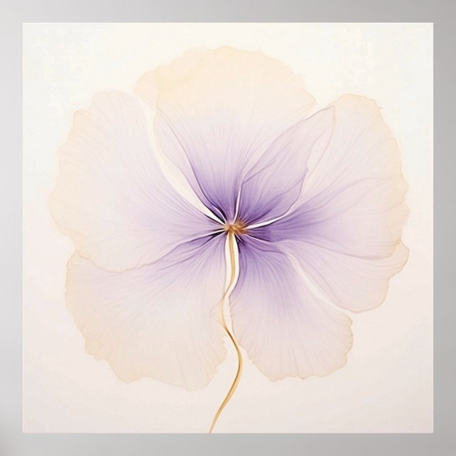 Affiche Fleur d'aquarelle d'orchidée lavande minimale (Devant)