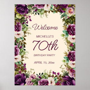 Affiche Fleur d'aquarelle violette élégante pour 70e anniv