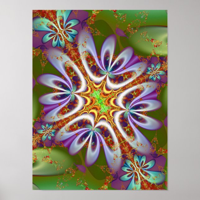 Affiche Fleur d'art fractal (Devant)
