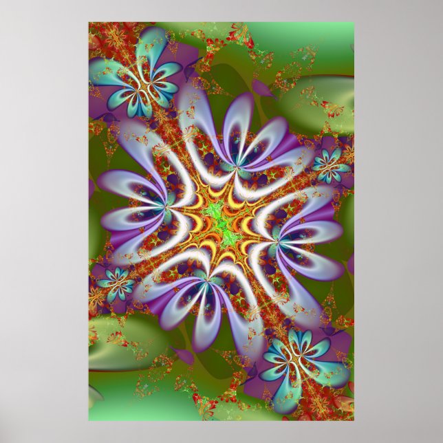 Affiche Fleur d'art fractale (Devant)
