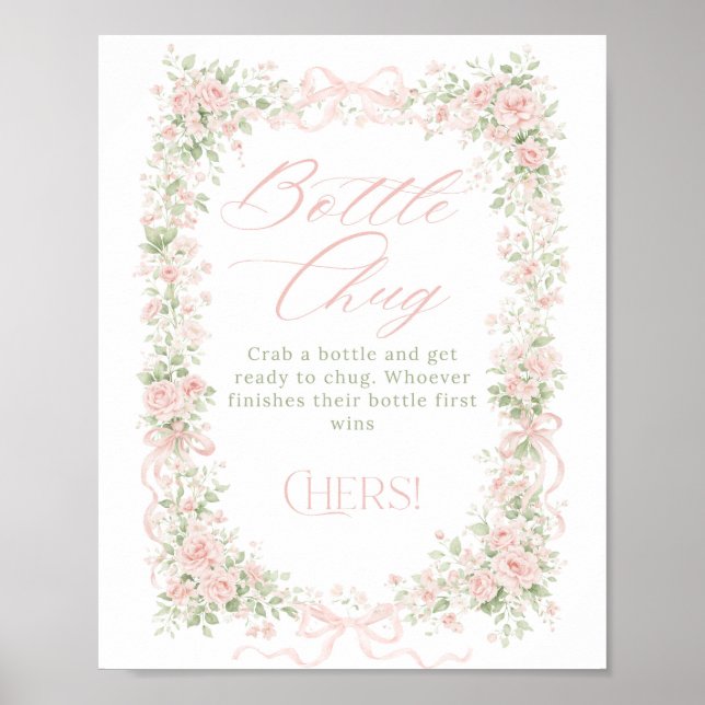 Affiche Fleur de Bébé Arc en Fleur Fille Biberon Cul-sec (Devant)