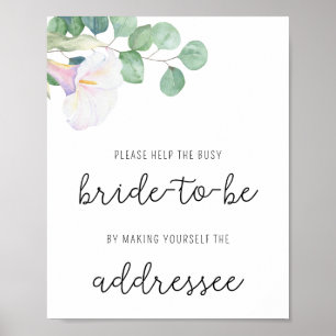 Affiche Fleur de Calla - Aidez la mariée occupée Adresse P