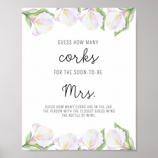 Affiche Fleur de Calla - Fête des mariées Devinez combien  (Devant)