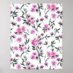 Affiche Fleur de cerisier blanc sur blanc