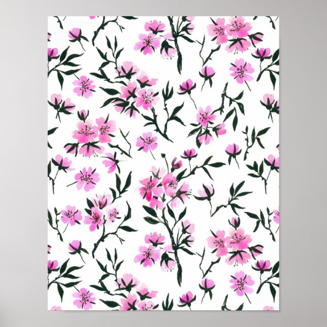 Affiche Fleur de cerisier blanc sur blanc (Devant)