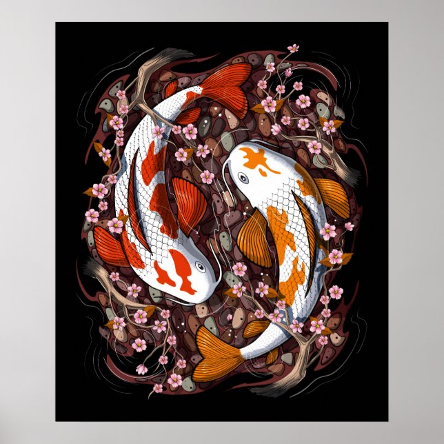 Affiche Fleur de cerisier de Koi Fish (Devant)