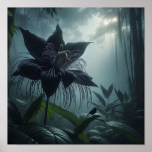 Affiche Fleur de chauve-souris parmi de rares plantes trop