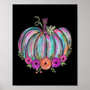 Affiche Fleur de citrouille aquarelle Thanksgiving Hallowe