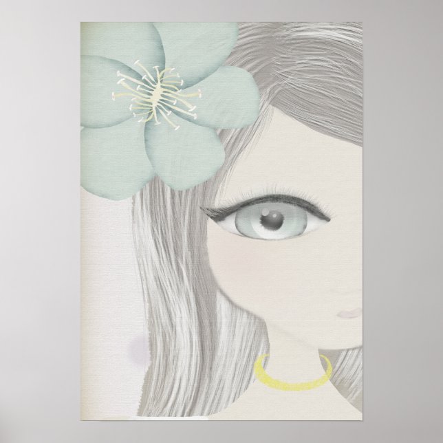 Affiche Fleur de clavelle vert grand oeil délicat zoom imp (Devant)