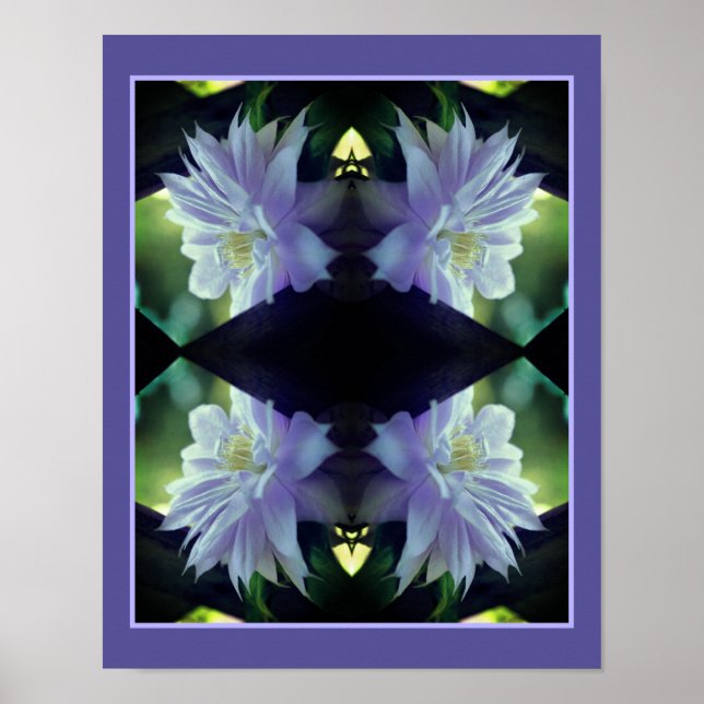 Affiche Fleur de clématite lavande sur treillis Art de la  (Devant)