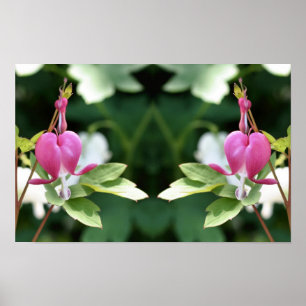 Affiche Fleur de cœur saignant rose Miroir Art de la natur