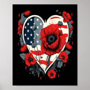 Affiche Fleur de coquelicot rouge de la Journée commémorat