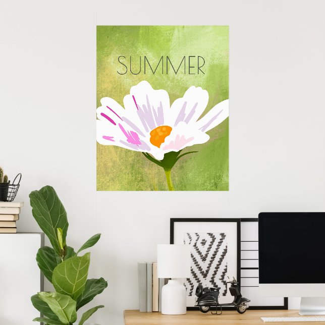Affiche Fleur de Cosmos blanc été (Bureau à domicile)