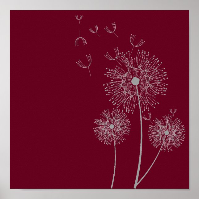 Affiche Fleur de Dandelion sur l'art bordeaux (Devant)