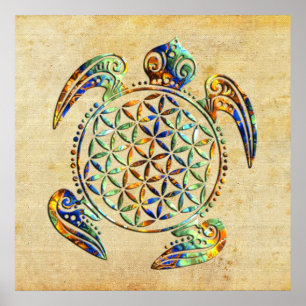 Affiche Fleur de DES Lebens - tortue de la vie/Blume
