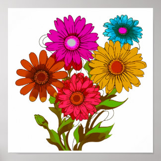 Affiche Fleur de dessin coloré