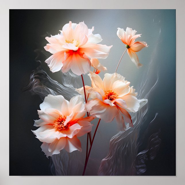 Affiche Fleur de Fard Élégante Résumé Fumé (Devant)