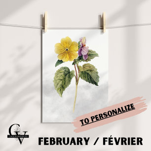 Affiche Fleur de février aquarelle botanique primevère