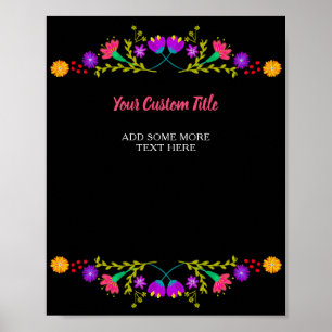 Affiche Fleur de Fiesta mexicaine Texte personnalisé