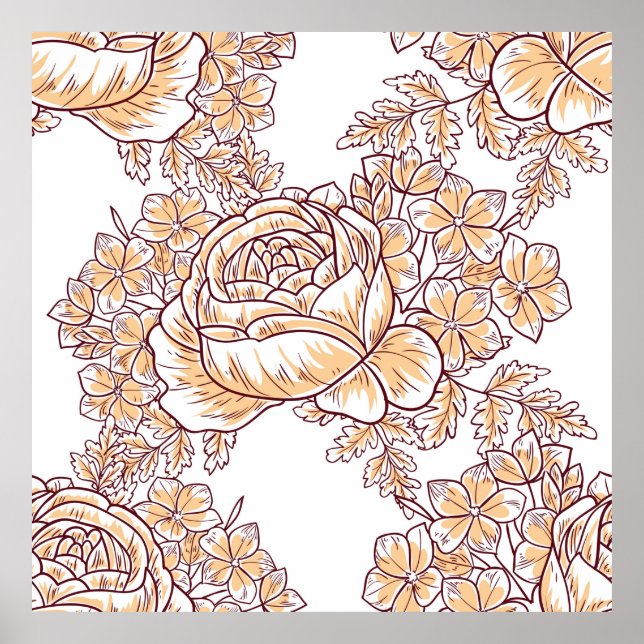 Affiche Fleur de fleurs. motif Abstrait élégant (Devant)