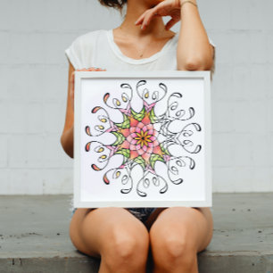 Affiche Fleur de géométrie sacrée Mandala Coloration adult