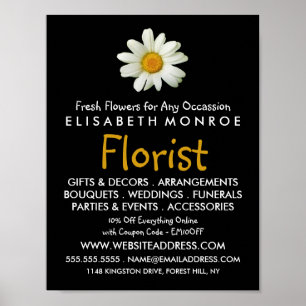 Affiche Fleur de la marguerite, fleuriste publicité