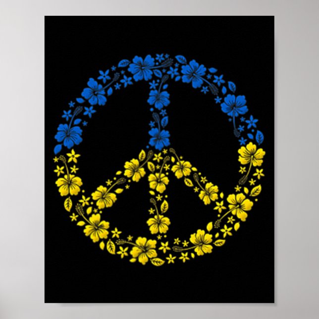 Affiche Fleur de la paix Ukraine Je me tiens avec le drape (Devant)