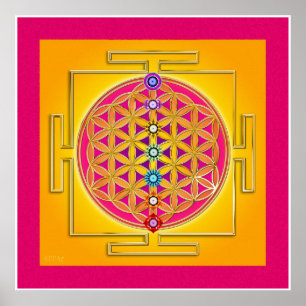 Affiche FLEUR de la VIE - Chakras Yantra
